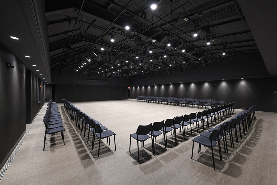 The new blackbox theater offers a flexible performance space for artists.